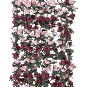 8pcs 65.6Ft Flower Garland, Fake Rose Vine Artificial Flowers Hanging Rose Ivy